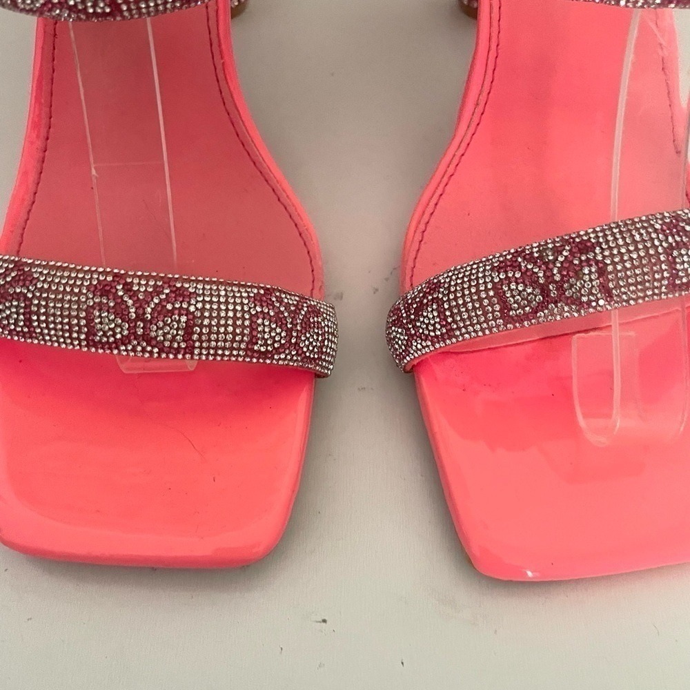 CAMSSOO Women's Double
Rhinestones strap Heels Sandals Rose Red size 42 - Picture 5 of 15